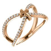 14K Rose 1/5 CTW Diamond French-Set Cross Ring