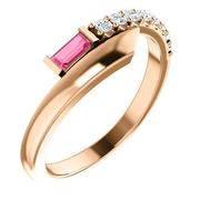 14K Rose Pink Sapphire & 1/6 CTW Diamond Bypass Ring