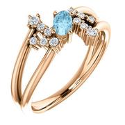 14K Rose Aquamarine & 1/8 CTW Diamond Bypass Ring